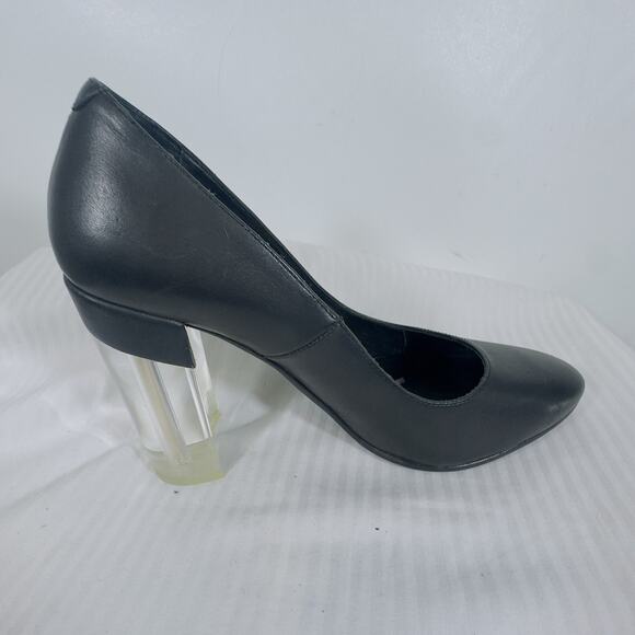 Miista Leather Black Pump Lucite Block Heel Modern Minimalist Size 40 EU (US 9) - Picture 9 of 14
